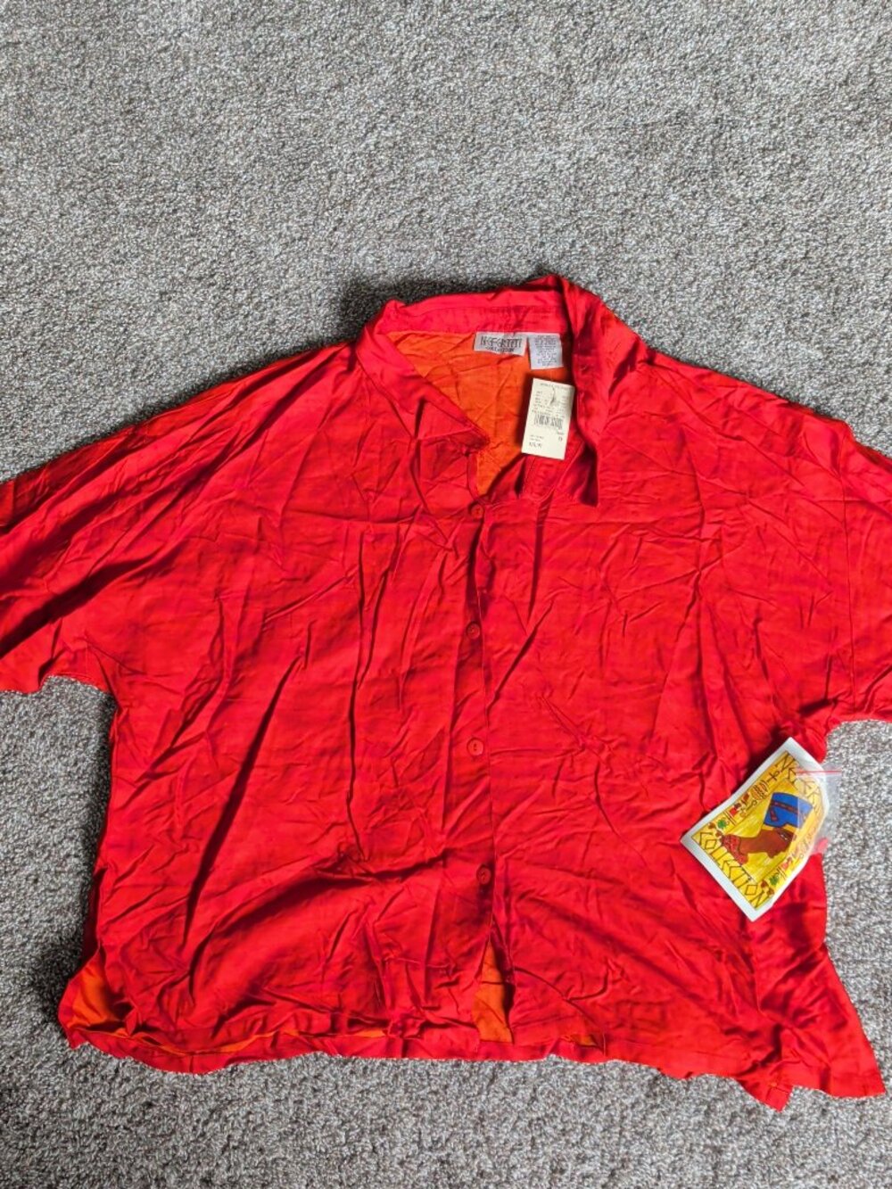 Ashley Stewart Negertiti Collection 3XL Button-Down Orange Flowing Top